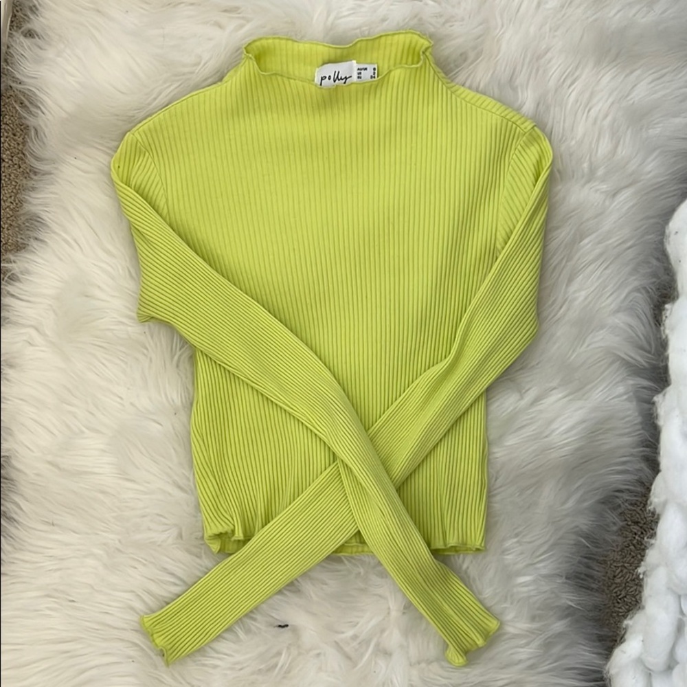 Princess Polly Lime Green Mock Neck Long Sleeve